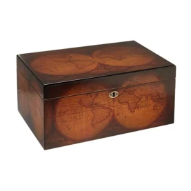 CAPRI OLD WORLD CIGAR HUMIDOR - ANTIQUE MAP - 75-100 CAP.