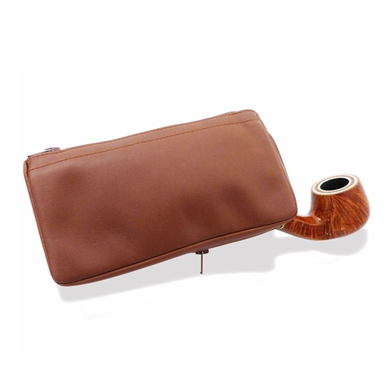 COMBINATION POUCH FOR PIPE & TOBACCO - COGNAC/TAN