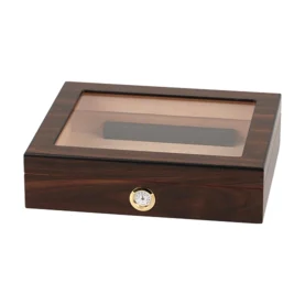 HUMIDOR WALNUT FINISH GLASS WINDOW - 20 CAP.