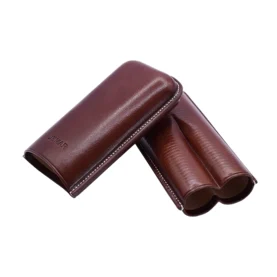 JEMAR LEATHER CIGAR CASE 2 FINGER CORONA - MARRON/BROWN
