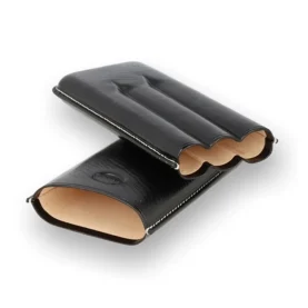 JEMAR LEATHER CIGAR CASE 3 FINGER CORONA - NEGRO/BLACK