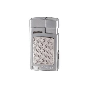 XIKAR FORTE SOFT FLAME LIGHTER W/PUNCH - SILVER HOUNDSTOOTH