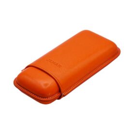 JEMAR LEATHER CIGAR CASE 2 FINGER ROBUSTO - NARANJA ORANGE
