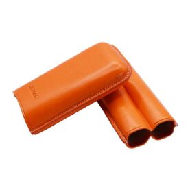 JEMAR LEATHER CIGAR CASE 2 FINGER ROBUSTO - NARANJA ORANGE