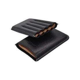 JEMAR LEATHER CIGAR CASE - SLIM PANATELLA (5) - NEGRO/BLACK