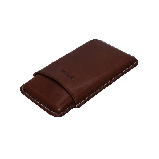 JEMAR LEATHER CIGAR CASE - SLIM PANATELLA (5) - MARRON/BROWN