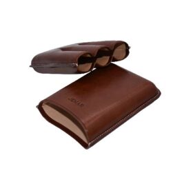 JEMAR LEATHER CIGAR CASE 3 FINGER ROBUSTO - MARRON/BROWN