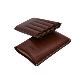 JEMAR LEATHER CIGAR CASE - SLIM PANATELLA (5) - MARRON/BROWN