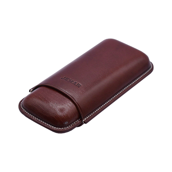 JEMAR LEATHER CIGAR CASE 2 FINGER ROBUSTO - MARRON/BROWN