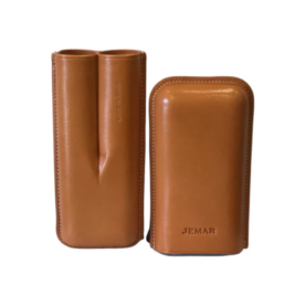 JEMAR LEATHER CIGAR CASE 2 FINGER ROBUSTO - NATURAL