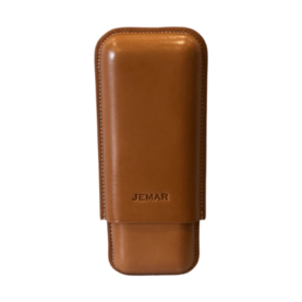 JEMAR LEATHER CIGAR CASE 2 FINGER ROBUSTO - NATURAL