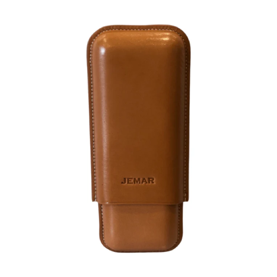 JEMAR LEATHER CIGAR CASE 2 FINGER ROBUSTO - NATURAL