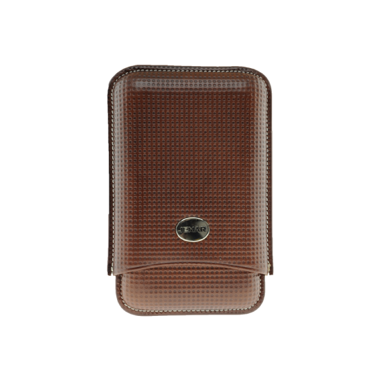 JEMAR LEATHER CIGAR CASE 3 FINGER ROBUSTO - NATURAL