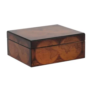 OLD WORLD CIGAR HUMIDOR WITH ANTIQUE MAP - 25 Cap.