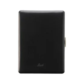 TSUBOTA PEARL COSMOS SUPER KING SIZE CIGARETTE CASE - SMOOTH LEATHER - BLACK