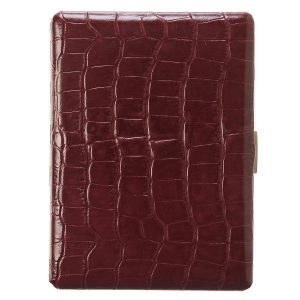 TSUBOTA PEARL COSMOS SUPER KING SIZE CIGARETTE CASE CROCO PATTERN LEATHER- BROWN