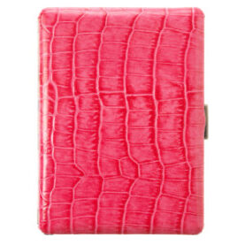 TSUBOTA PEARL COSMOS SUPER KING SIZE CIGARETTE CASE CROCO PATTERN LEATHER - PINK