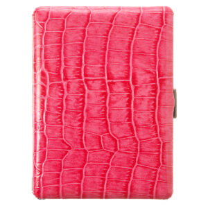 TSUBOTA PEARL COSMOS SUPER KING SIZE CIGARETTE CASE CROCO PATTERN LEATHER - PINK