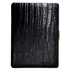 TSUBOTA PEARL COSMOS SUPER KING SIZE CIGARETTE CASE LIZARD PATTERN LEATHER - BLACK