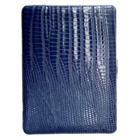 TSUBOTA PEARL COSMOS CIGARETTE CASE LIZARD PT KIP LEATHER - BLUE