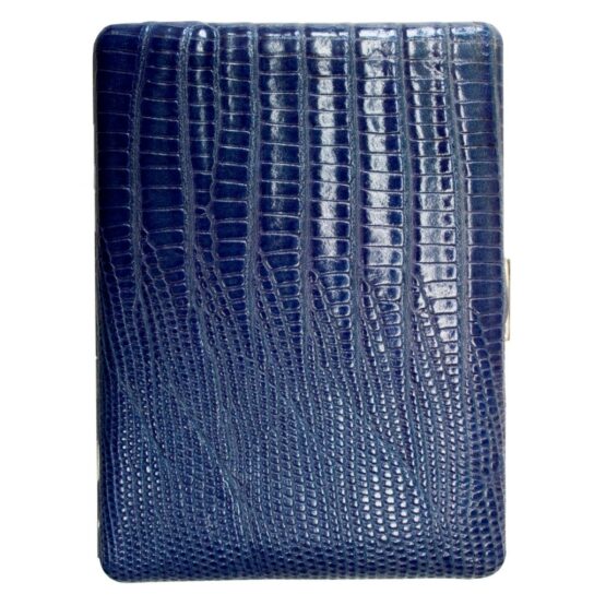 TSUBOTA PEARL COSMOS CIGARETTE CASE LIZARD PT KIP LEATHER - BLUE