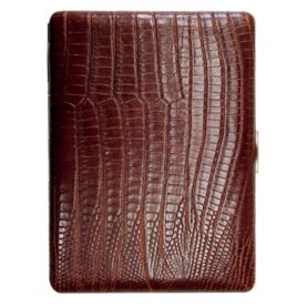 TSUBOTA PEARL COSMOS CIGARETTE CASE LIZARD PT KIP LEATHER - BROWN