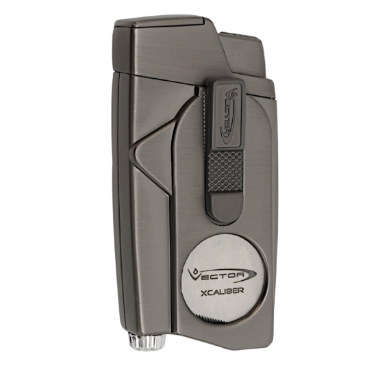 VECTOR XCALIBER WIND RESISTANT LIGHTER WITH SERRATED CUTTER - GUNMETAL