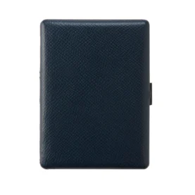 TSUBOTA PEARL COSMOS NOBLESSE CALF SUPER KING SIZE CIGARETTE CASE - NAVY BLUE