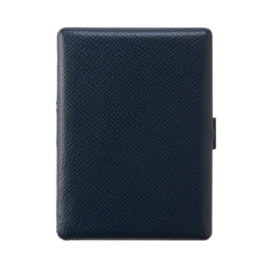 TSUBOTA PEARL COSMOS NOBLESSE CALF SUPER KING SIZE CIGARETTE CASE - NAVY BLUE
