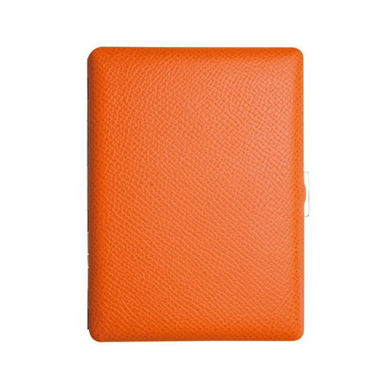 TSUBOTA PEARL COSMOS NOBLESSE CALF SUPER KING SIZE CIGARETTE CASE - ORANGE