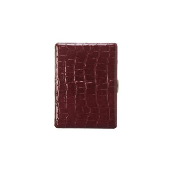TSUBOTA PEARL COSMOS SUPER KING SIZE CIGARETTE CASE CROCO PATTERN LEATHER- BROWN
