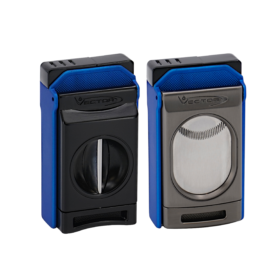 VECTOR SWITCH TWIN LIGHTER AND CUTTER - BLUE RUBBER MATTE