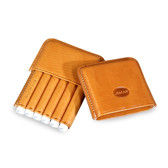 JEMAR LEATHER CIGARETTE CASE 6 FINGER - NATURAL/TAN