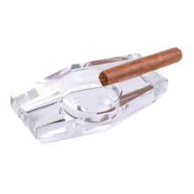CRYSTAL CIGAR ASHTRAY RHOMBUS SHAPE - 2 RESTS