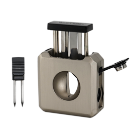 VECTOR VCUBE V CUT AND PUNCH CIGAR CUTTER - NICKLE SATIN MATTE