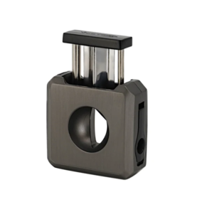VECTOR VCUBE V CUT AND PUNCH CIGAR CUTTER - GUNMETAL SATIN MATTE