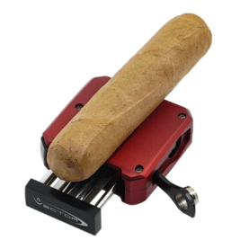 VECTOR VCUBE V CUT AND PUNCH CIGAR CUTTER - METTALIC RED RUBBER MATTE