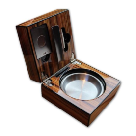 FOLDING CIGARS ASHTRAY -  ZEBRA WOOD