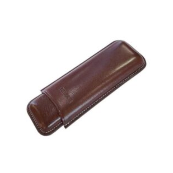 JEMAR LEATHER CIGAR CASE 2 FINGER CORONA - NATURAL