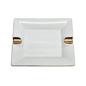 BLD 2 Rest Ceramic Ashtray White with Gold Trim