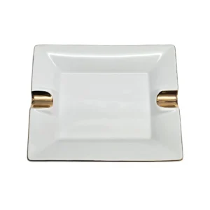 BLD 2 Rest Ceramic Ashtray White with Gold Trim