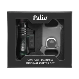 PALIO ORG. CUTTER/VESUVIO LIGHTER GIFT SET - BLACK