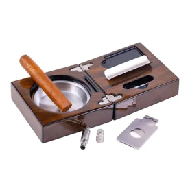 BLD FOLDING ASHTRAY SET - WALNUT