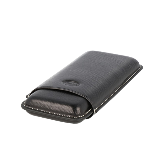 JEMAR LEATHER CIGAR CASE 3 FINGER CORONA - BLACK