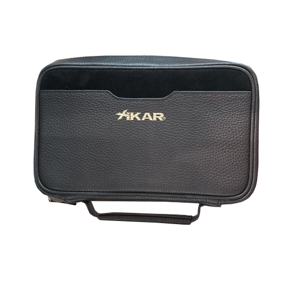 XIKAR SENTINEL LEATHER CIGAR CASE - BLACK LEATHER & TAN SUEDE