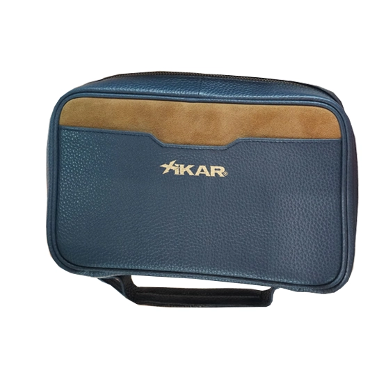 XIKAR SENTINEL LEATHER CIGAR CASE - BLUE LEATHER & TAN SUEDE