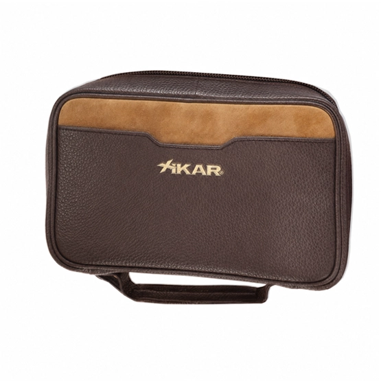 XIKAR SENTINEL LEATHER CIGAR CASE - BROWN LEATHER & TAN SUEDE